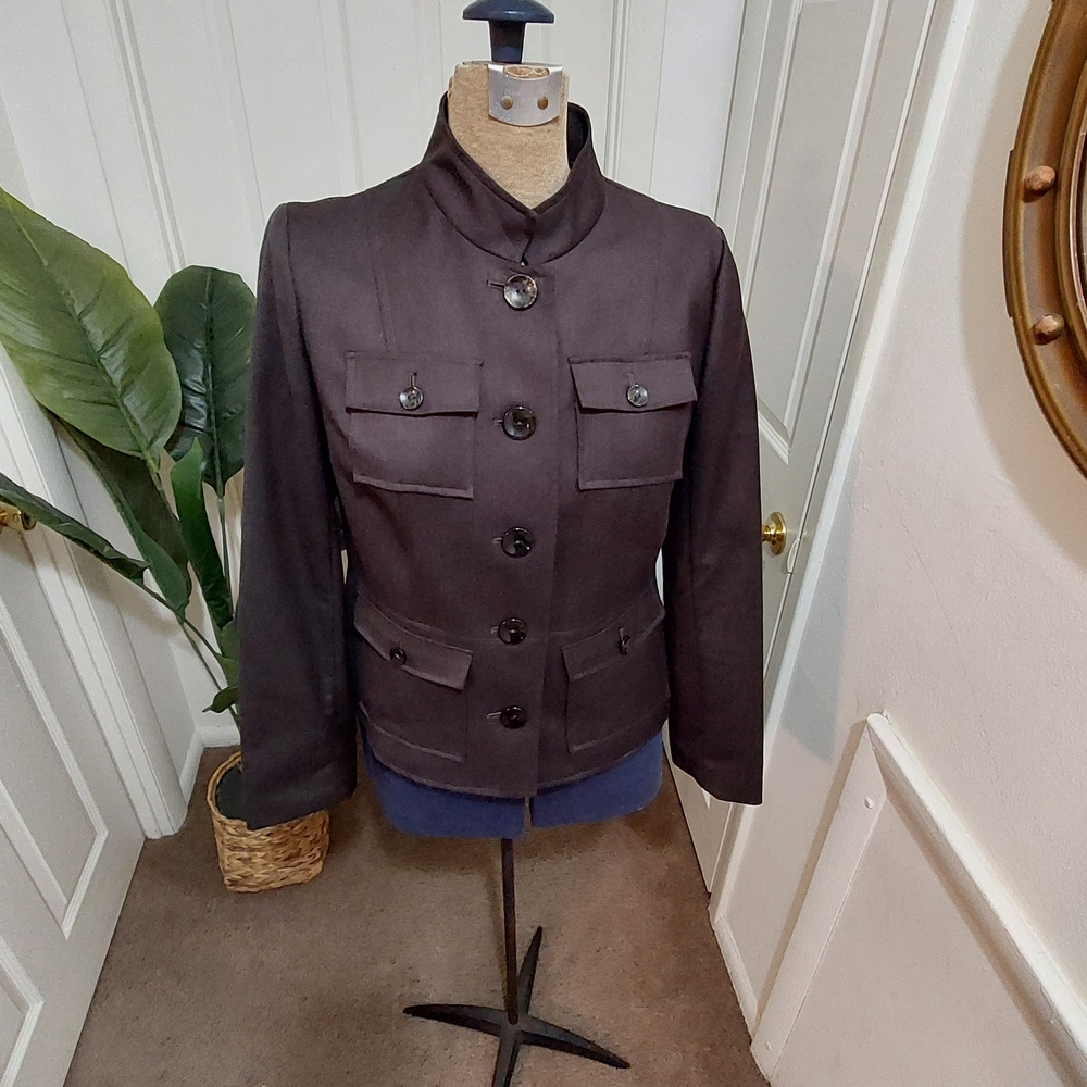 Kenneth Cole New York Chocolate Safari Blazer Size 6/8 - Picture 4 of 8